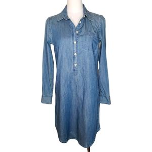 J. Crew Factory Classic Chambray Lightweight Denim Blue Shirtdress XS